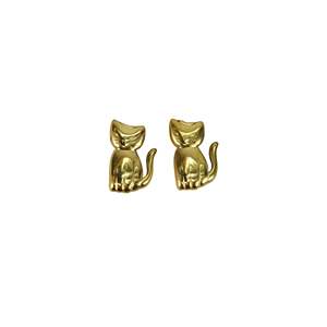 Fashion Stud <b>Earrings</b> <b>Cat</b> Shape PVD Gold Plated 316L Stainless Steel Sustainable Resistant Jewelry - Product Image 1