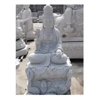 Grey Granite Sitting Kuan Yin Statue, Outdoor Statue