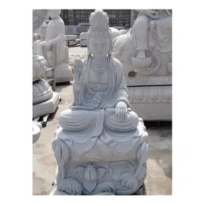 Gri granit oturan Kuan Yin heykeli açık, Guan Yin buda Kwan Yin heykeli