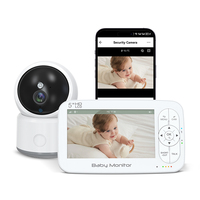 Caméra de surveillance pour bébé WiFi avec écran de 5 pouces, vidéo HD en temps réel 720P, communication bidirectionnelle sans fil sur 1000 pieds, batterie 5000 mAh