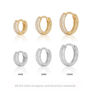 GP S925 huggie <span class=keywords><strong>hoop</strong></span> orecchini CZ zircone diamante lave <span class=keywords><strong>hoop</strong></span> sottile gioielli piccoli <span class=keywords><strong>mini</strong></span> cerchio spose regalo di anniversario all'ingrosso - Product Image 1