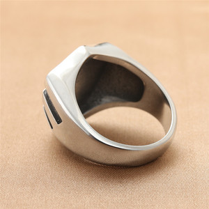yunnique Men's <b>Titanium</b> Steel Shield <b>Ring</b> Silver Geometric Retro Punk Style Jewelry Gift 213006 - Product Image 3