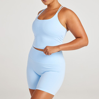Débardeur de sport dos croisé grande taille pour femme, haut court bleu nuit