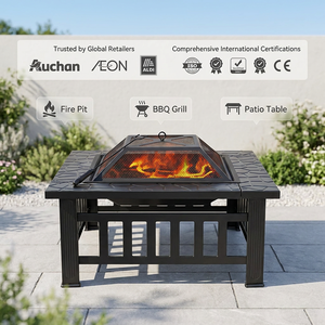 Brasero de jardin carré pour fêtes, barbecues, chauffage de thé et camping, modèle 8866 - Product Image 1