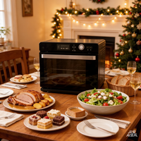 Four à friture sans huile en acier inoxydable 32 litres, pour la préparation de plats de fête, cuisson vapeur numérique, encastrable et de table