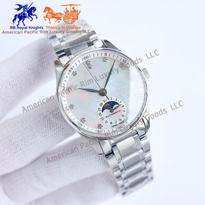 Montre à quartz Longnes Moon Phase pour hommes et femmes, bracelet en cuir et acier, boîtier en alliage, affichage à aiguilles, logo personnalisable - Product Image 2