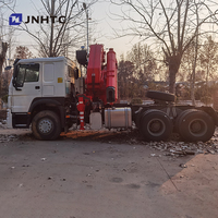HOWO 6x4 371hp traktör kamyon başbakan ile 12ton katlanır kollu vinç bomlu kamyon