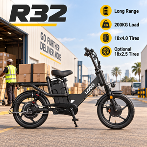 จักรยานส่งของไฟฟ้า R32 128KM รุ่นสั่งทำพิเศษ ขนาด 18x2.5 นิ้ว จักรยานไฮบริดไฟฟ้า OEM สำหรับบริการส่งของ - Product Image 1