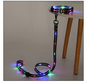 USB Wiederauf ladbare <span class=keywords><strong>LED</strong></span> Luminous <span class=keywords><strong>Pet</strong></span> <span class=keywords><strong>Collar</strong></span> Nylon PVC Wrap mit Bändern Einfarbige Night Glow Hunde leine Haustier zubehör - Product Image 6