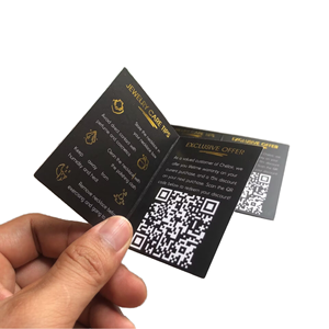بطاقات أعمال فاخرة مخصصة مطبوعة بالذهب، بطاقات شكر سوداء من الورق المطلي، مع شعار خاص ورمز QR للإنستغرام، بطاقة هدايا - Product Image 1