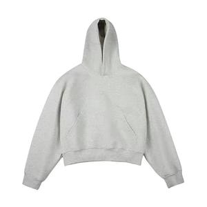 Sweat à capuche personnalisé <span class=keywords><strong>de</strong></span> haute qualité 450G en <span class=keywords><strong>molleton</strong></span> court brodé décontracté en mélange coton-<span class=keywords><strong>polyester</strong></span> avec logo pour hommes – Vente en gros - Product Image 3