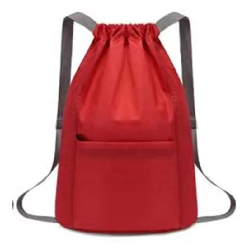 กระเป๋าเป้สะพายหลังแบบหูรูดกลางแจ้งพับได้น้ำหนักเบาใช้ซ้ำได้พร้อมสายรัด
