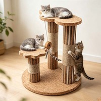 Ensemble de 3 griffoirs pour chat en liège, design moderne et luxueux, écologiques, avec base, espace de jeu et perchoir intérieur pour chat
