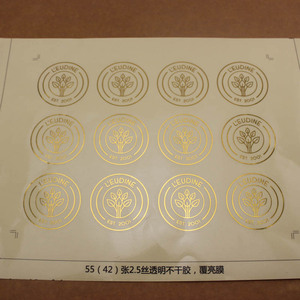 Rouleau d'autocollant de logo Transparent <span class=keywords><strong>fantaisie</strong></span>, impression d'autocollant transparent adhésif d'estampage de feuille d'or - Product Image 1