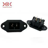 Soket Daya AC 2-Pin C8 Dengan Telinga Pemasangan Sekrup Panel Tetap Jack IEC C8 Female untuk Printer, Audio, Peralatan Kecantikan