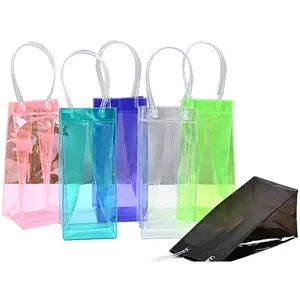 PVC tote bag wine color plastic Champagne hose Gift bag Clear pvc ice bag