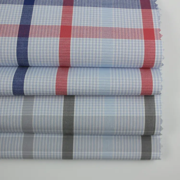 Ottimo stile Guangzhou stocklot 100 cotone a quadri indumento camicia da uomo tessuto tessile
