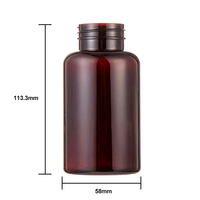 Flacon rond en PET ambré durable, écologique, personnalisable, conteneur pour capsules, 200 ml, pour l'emballage de médicaments en comprimés