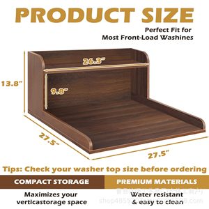 Wooden Washing Machine Countertop <b>Shelf</b> Double Layer Storage <b>Rack</b> For Towel Clothing Organizer Multifunctional Washer Dryer - Product Image 5