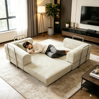 Sofá Cama Plegable 4 en 1 de Corduroy sin Estructura, Sofá de Dos Plazas sin Montaje, Sofá Cama Plegable Comprimido