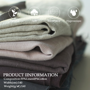 Tissu en Lin et Coton 55% Lin 45% Coton, Frais et Confortable pour l'Été, Tissu pour Vêtements en Lin, Certifié GOTS - Product Image 2