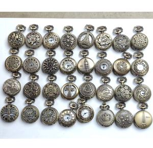 32 Farklı Tasarım Küçük Boy Klasik Roma Rakamlı Kuvars Mekanizmalı Çinko Alaşımlı Kadran Çapı 27MM Vintage Antik Kalp Şeklinde Oyuk Cep Saatleri - Product Image 1