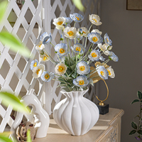 Vente en gros d'usine, fleurs de pavot blanches artificielles faites à la main, au toucher réel, pour la décoration de la maison, du bureau, de l'hôtel, de Noël, de la Saint-Valentin