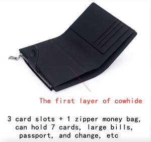 Ando Bag Cartera de viaje organizadora de cuero genuino de vaca con ranuras para tarjetas y bolsillo con cremallera - Product Image 5