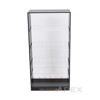 Présentoir à tabac moderne en acrylique APEX avec surface polie, panneau antivol amovible, personnalisable, 5 niveaux, pour les magasins de tabac