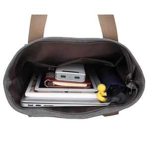 Sac Fourre-Tout d'Épaule sur Mesure pour Femme, Grand Sac de Voyage et de Travail en Toile de Coton, Style Cabas Vintage Tendance avec Poche - Product Image 5