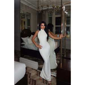 Robe trapèze en satin blanc avec taille empire, style simple pour soirée, du XS au XL, longueur maxi pour l'hiver - Product Image 5