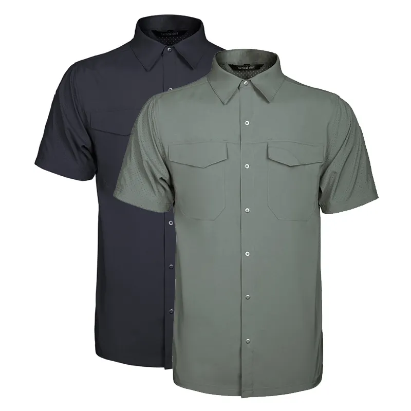 SIVI, camisas de trabajo mecánicas caqui de manga corta para hombre, uniforme táctico, camisa deportiva de caza al aire libre para senderismo y escalada