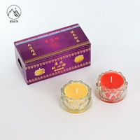 Décoration d'église intérieure Bougies d'encens de 8 heures Bougies religieuses en forme de lotus Bouddha Lampe à beurre Bougie Bocal en verre
