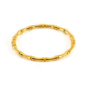 Bracelet en acier inoxydable plaqué or PVD 18 carats, ouvrable, motif bambou, bijoux fantaisie, cadeaux, bracelet rigide en or inaltérable pour femme - Product Image 1