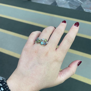 Anello Geometrico Q035 con Zaffiro Naturale, Montatura a Griffe Rotonde, Anello Unisex alla Moda, Idea Regalo - Product Image 6