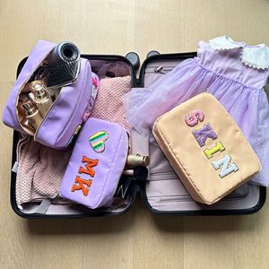 Nylon Pouch <strong>Bag</strong> with Zipper Cosmetic Travel Makeup pink Custom logo Zippered Wholesale <strong>Toiletry</strong> Printed Fabric Women <strong>Small</strong> Patch - Product Image 4