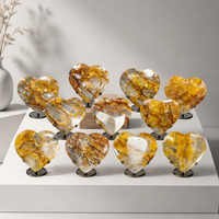 Pierre de méditation en quartz jaune feu en forme de cœur, prix d'usine, pour cadeau ou décoration