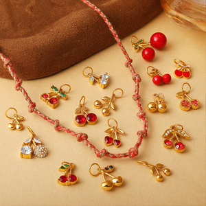 Custom DIY 14K 18K PVD Gold Plated 316L Stainless Steel Strawberry Cherry Charms For <b>Bracelet</b> Necklace Jewelry Making - Product Image 4