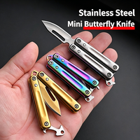 Mini couteau utilitaire papillon en acier inoxydable, portable, pour l'ouverture de colis, la découpe de fruits, et le transport quotidien (EDC)