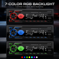 Lecteur MP3 universel 1 DIN pour voiture, double ports USB Type-C, émetteur FM, chargeur de voiture, radio stéréo mains libres 5.0, RGB 7 couleurs