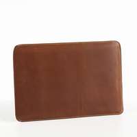 Carpeta de documentos A4 de cuero genuino y funda delgada para computadora portátil MacBook Soporte de 14 pulgadas Producto de archivo conveniente