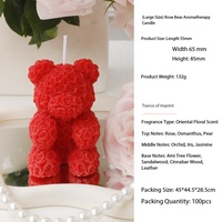 Vente en gros de bougies aromatiques créatives en verre en forme d'ours rose pour la Saint-Valentin, décoration d'intérieur, ambiance haut de gamme, cadeaux idéaux