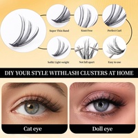 Plateau de cils en grappe faits à la main, 60 faux cils pré-coupés, volume doux, naturel, confortable, réutilisable