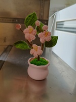 Plante en pot en crochet de fleurs de cerisier pour la décoration de la maison, fleurs en crochet, fleurs de sakura en crochet, décoration de bureau, cadeaux de la Saint-Valentin