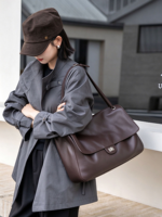 Sacs à bandoulière pour femmes en cuir de vachette pleine fleur, style rétro, avec rabat et fermoir, grande capacité, polyvalents pour le quotidien, les trajets et le shopping