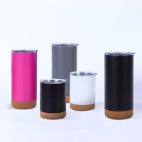 Base en liège blanc de qualité supérieure Double paroi en acier inoxydable gobelet de voyage écologique tasse isolée sous vide avec cuillère tasses à café