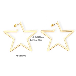 Ason Fashion - Pendientes de Aro con Forma de Estrella, Sencillos y Económicos, Chapados en Oro de 18K, Acero Inoxidable, Pendientes Finos Personalizados, Joyería de Regalo para Mujer - Product Image 1