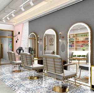 Luxury Light <b>Led</b> Double Side <b>Mirror</b> Station Barber Stations Salon Furniture <b>Mirror</b> Station Beauty Salon Furniture - Product Image 4