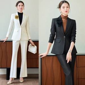 Women's Suit Set Formal Full Sleeve Anti-Wrinkle <b>Work</b> Commuting Wear - Product Image 1