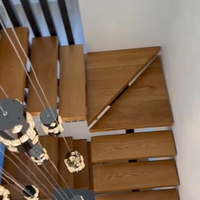 Kit d'escalier flottant à poutre simple en acier noir avec marches en bois massif, escalier droit d'intérieur, fourni par l'usine